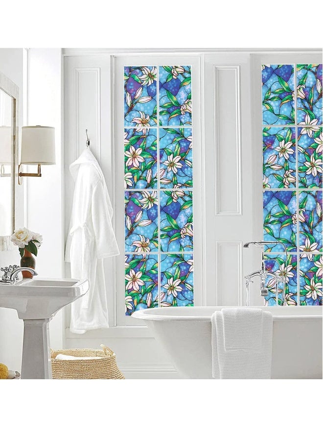 Privacy Window Films, Stained Glass Window Film Privacy, Anti UV Rainbow Window Clings, No Glue Static Cling Glass Film Removable - Image 1