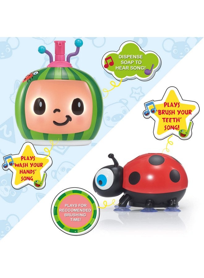 واو! ستاف واو! مجموعة CoComelon Toys Musical Buddies | موزع صابون يغني وحامل فرشاة أسنان يغني | لعبة تعليمية لمرحلة ما قبل المدرسة مع أغاني الأطفال | للأطفال الصغار والبنات والأولاد | من سن 3 سنوات فما فوق - Image 3