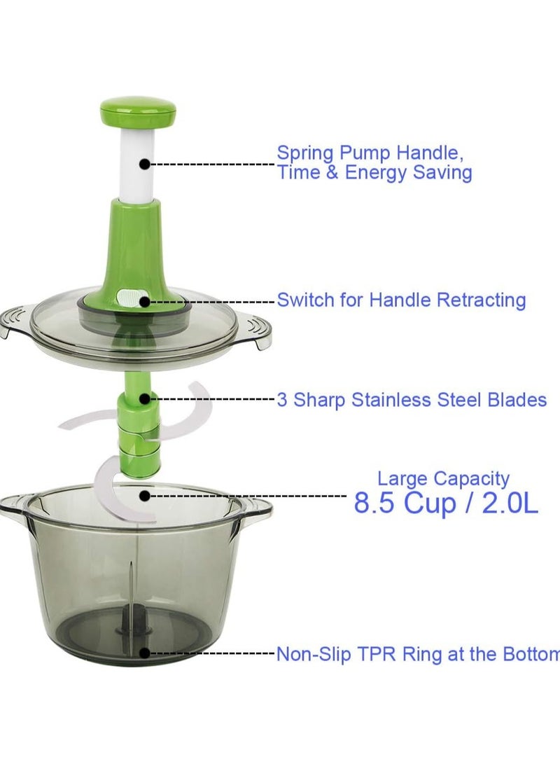 Tiawudi Manual food chopper, express hand held chopper, large 8.5-cup, chop & cut fruits, vegetables, herbs, onions - Image 4