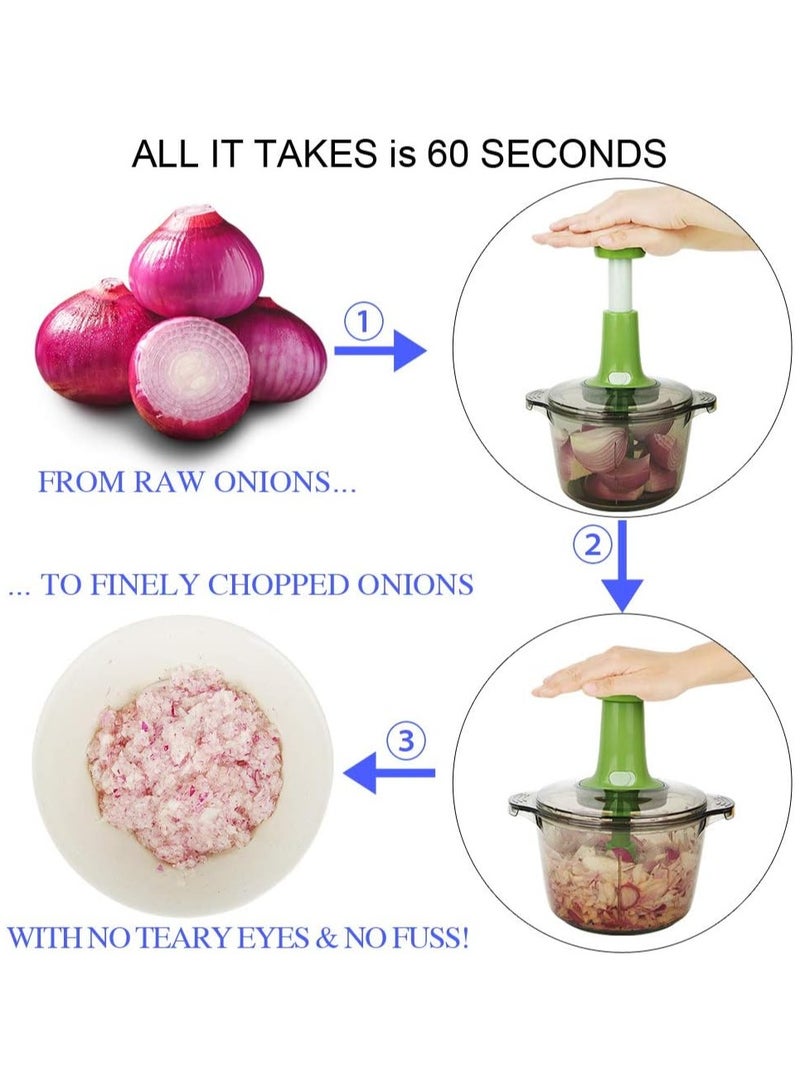 Tiawudi Manual food chopper, express hand held chopper, large 8.5-cup, chop & cut fruits, vegetables, herbs, onions - Image 5