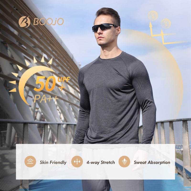 BOOJO 4 Pack Long Sleeve Shirts for Men - Quick Dry Moisture Wicking Sun Protection Tshirts for Fishing Workout Athletic Casual Gym - Image 4