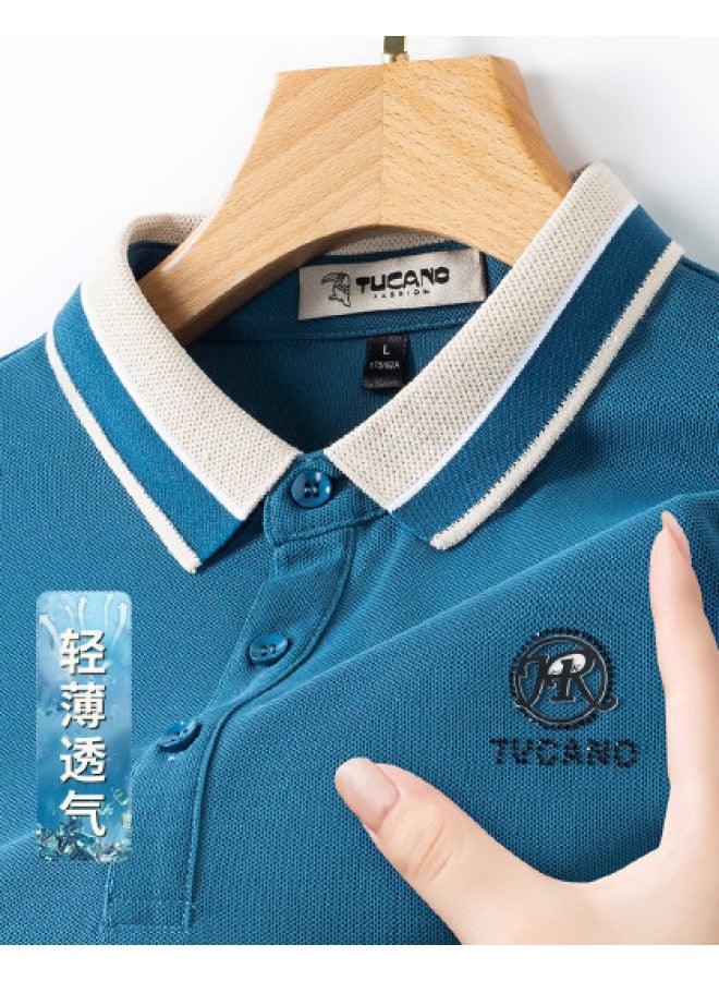Tucano men's Classic Solid Color Collar Business Casual Breathable Short-sleeve Polo Shirt T-shirt - Image 1
