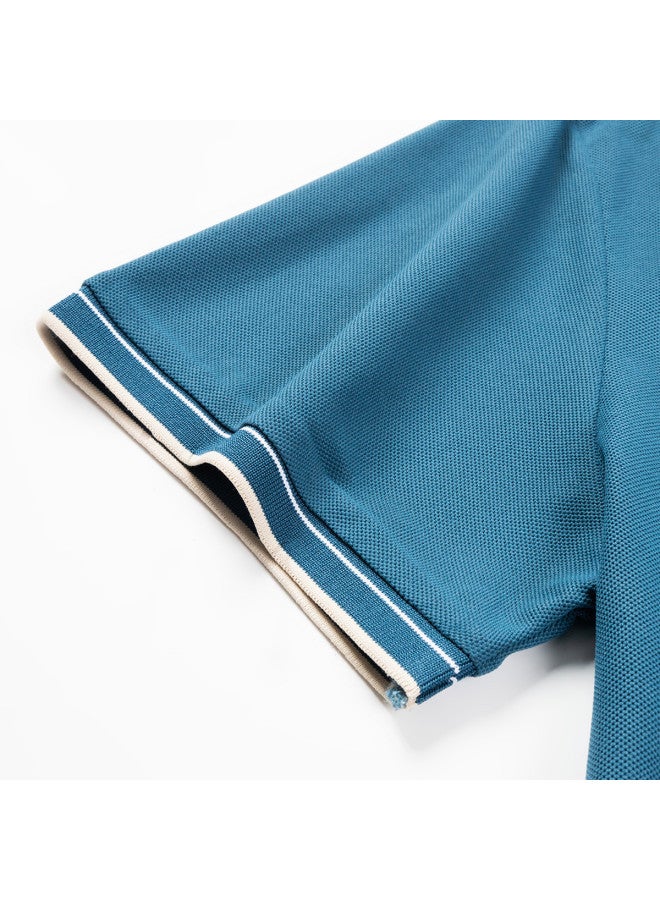 Tucano men's Classic Solid Color Collar Business Casual Breathable Short-sleeve Polo Shirt T-shirt - Image 4