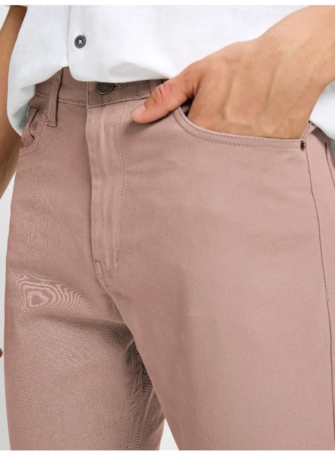 Beyoung BEYOUNG Mauve Pink Regular-fit Chino Pants