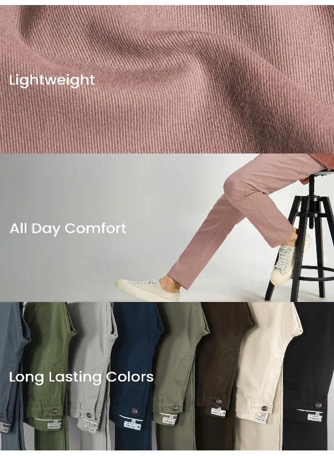 Beyoung BEYOUNG Mauve Pink Regular-fit Chino Pants
