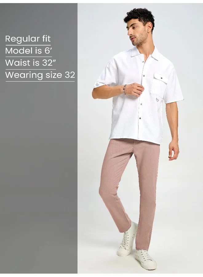 Beyoung BEYOUNG Mauve Pink Regular-fit Chino Pants
