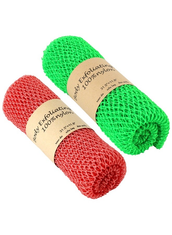 AbuQ 2 Pieces African net Sponge for exfoliating,African exfoliating net, African wash net, African Ghana Sapos scrubbing washcloth rag for Smoother Skin and Daily use;Yellow-Blue - Image 1