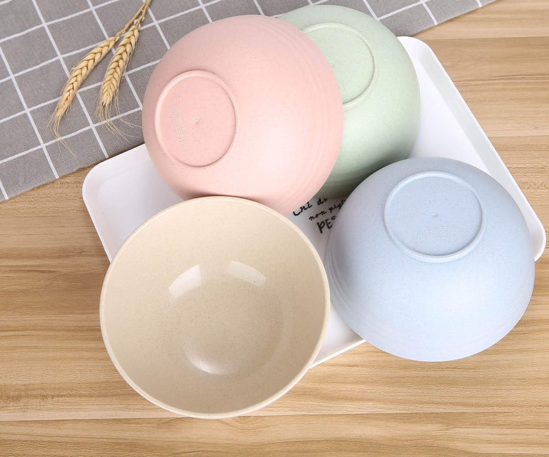 LuckyZone Unbreakable Cereal Bowls - 24 oz Reusable Wheat Straw Bowl Set of 4 - Dishwasher & Microwave Safe - Perfect for Cereal  Soup and Rice - BPA Free  Healthy & Eco-Friendly (Beige) - Image 3
