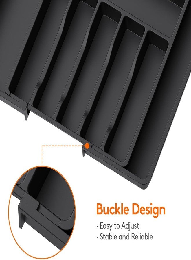 KANUPRIYA Kitchen Drawer Organizer, Expandable Utensil Tray for Kitchen, BPA Free Flatware and Cutlery Holder, Adjustable Plastic Storage for Spoons Forks Knives (black) - Image 5