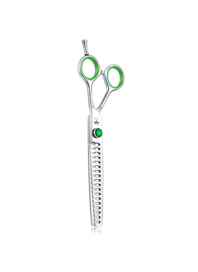 PURPLEBIRD - PURPLEBIRD 7 Inch Straight Dog Grooming Scissors Professional Pet Chunker Shears Safety Noiseless Blunt Tip Trimming Shearing for Dogs Cats Japanese Stainless Steel Silver - Image 1