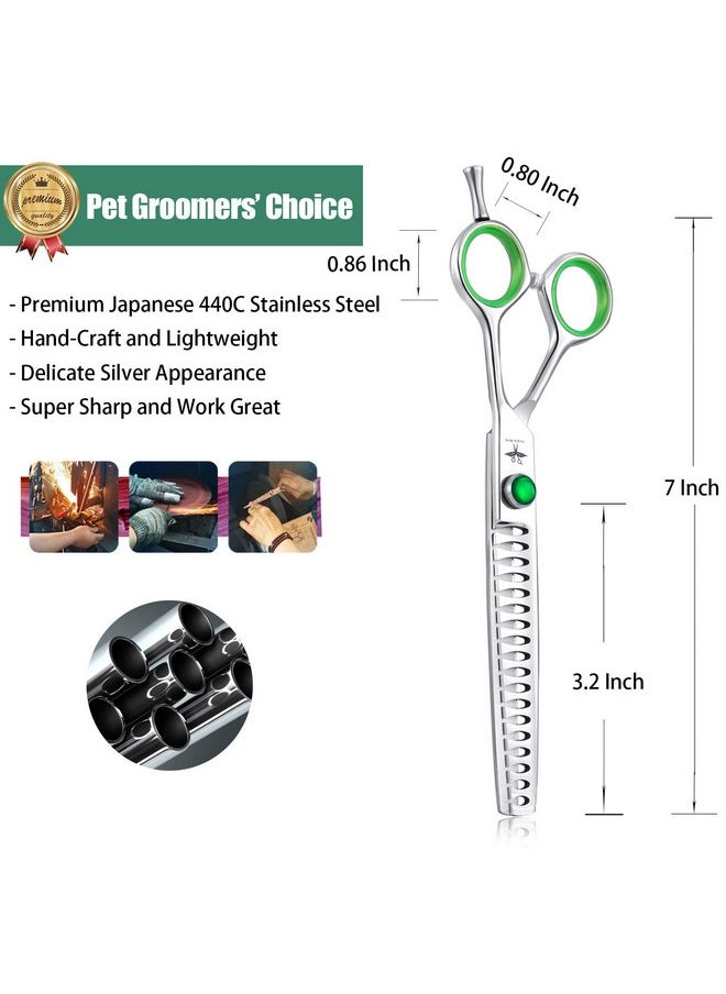 PURPLEBIRD - PURPLEBIRD 7 Inch Straight Dog Grooming Scissors Professional Pet Chunker Shears Safety Noiseless Blunt Tip Trimming Shearing for Dogs Cats Japanese Stainless Steel Silver - Image 1