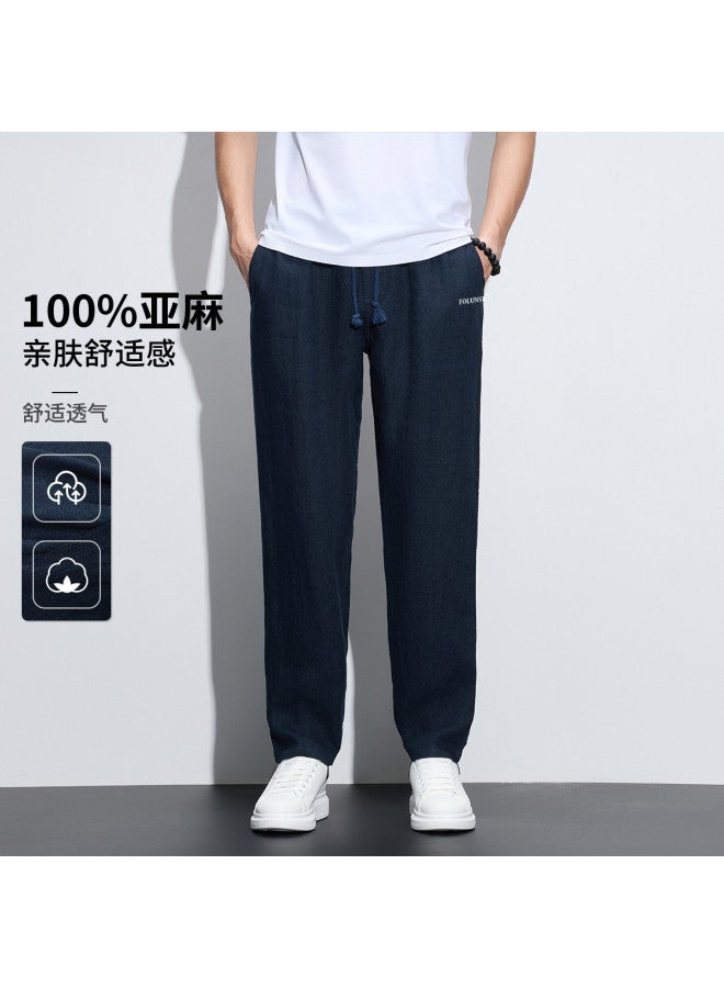 FOLUNSI men's Casual Pants - Lightweight Summer Breathable Straight Leg Linen Trousers - Image 2