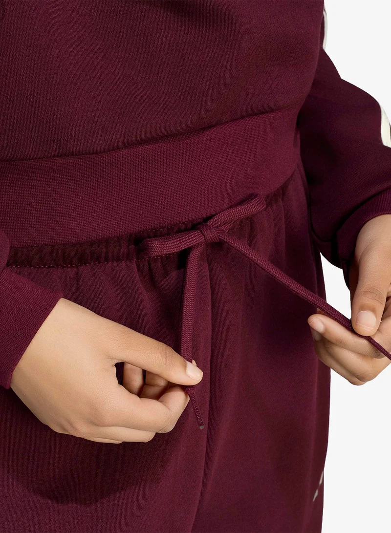 Adidas MAROON/IVORY 3-Stripes Open-Hem Fleece Joggers for Women | Best Price UAE