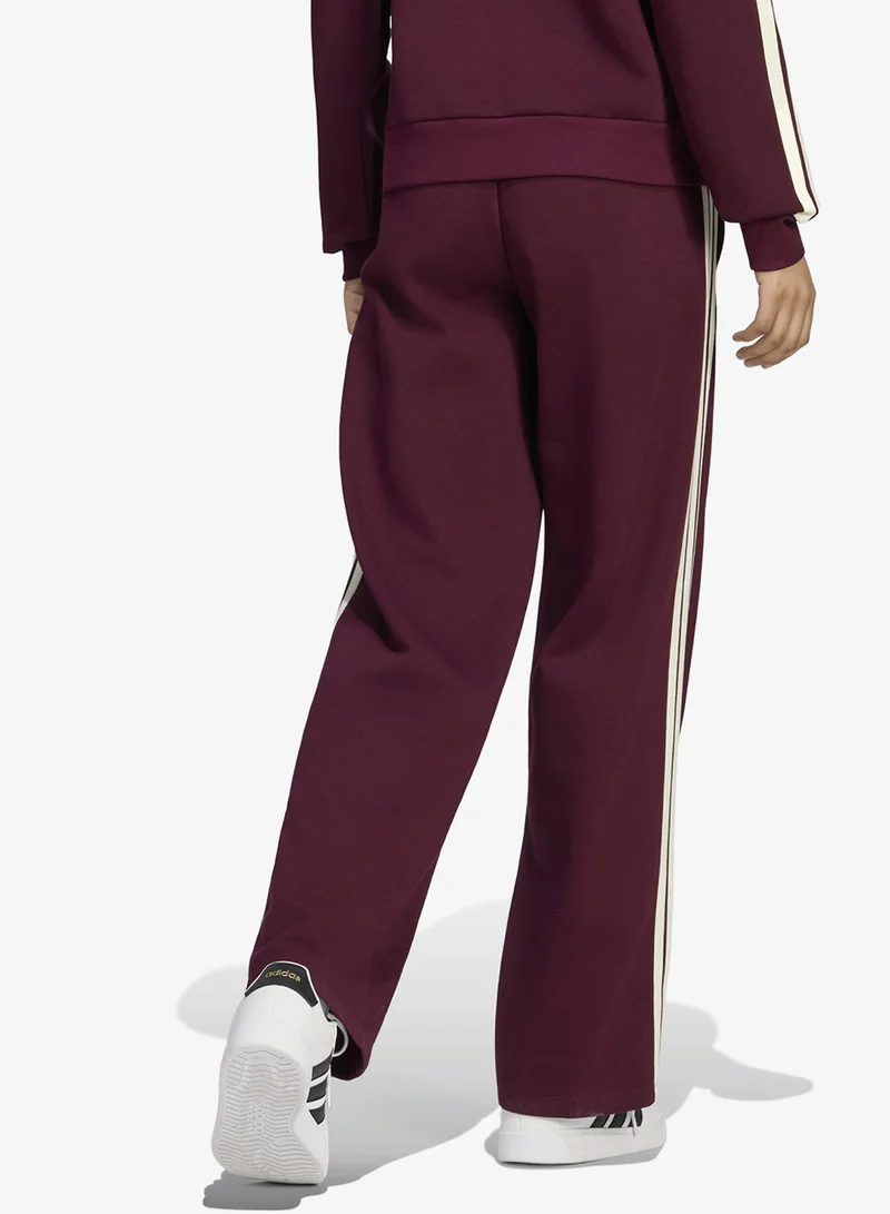 Adidas MAROON/IVORY 3-Stripes Open-Hem Fleece Joggers for Women | Best Price UAE