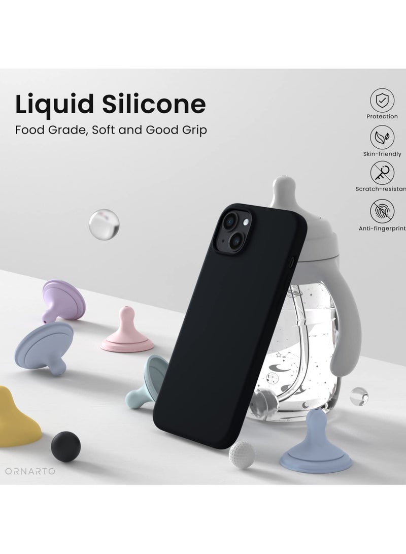 Compatible with iPhone 13/14/15 Case 6.1 Inch Slim Liquid Silicone 4 Layers Soft Gel Rubber Shockproof Protective Phone Case with Anti Scratch Microfiber Lining (Black) - Image 5