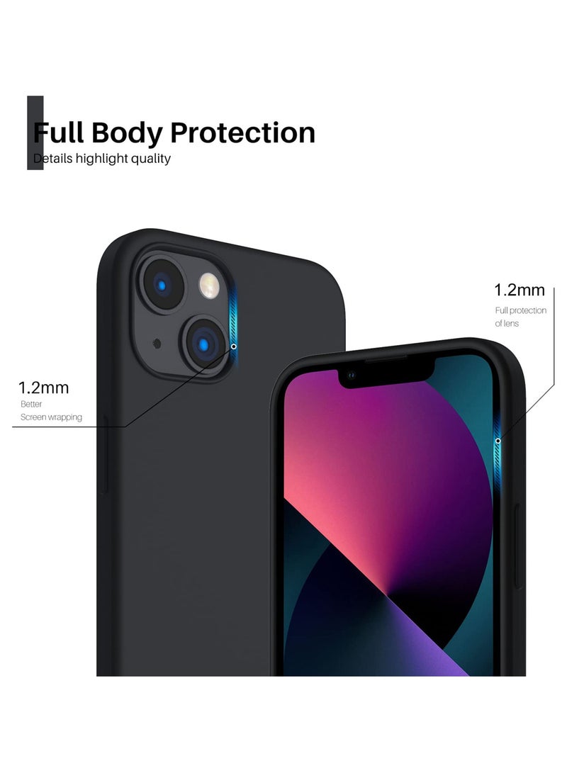Compatible with iPhone 13/14/15 Case 6.1 Inch Slim Liquid Silicone 4 Layers Soft Gel Rubber Shockproof Protective Phone Case with Anti Scratch Microfiber Lining (Black) - Image 3