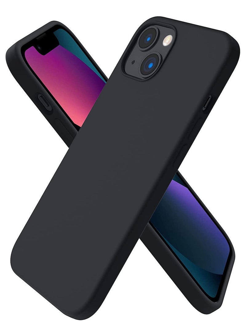 Compatible with iPhone 13/14/15 Case 6.1 Inch Slim Liquid Silicone 4 Layers Soft Gel Rubber Shockproof Protective Phone Case with Anti Scratch Microfiber Lining (Black) - Image 1