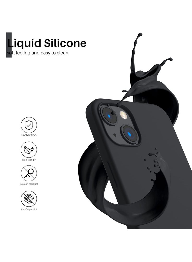 Compatible with iPhone 13/14/15 Case 6.1 Inch Slim Liquid Silicone 4 Layers Soft Gel Rubber Shockproof Protective Phone Case with Anti Scratch Microfiber Lining (Black) - Image 2