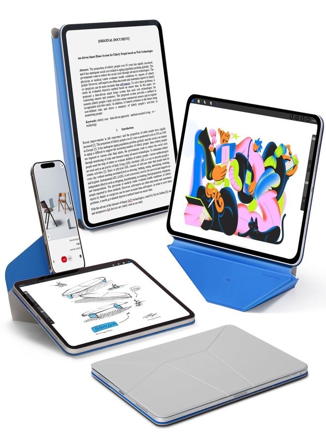 موفت جراب MOFT Dynamic Folio لجهاز iPad Pro مقاس 11 بوصة (الجيل الثاني/الثالث/الرابع، 2020/2021/2022)، جراب رفيع مزود بحامل مغناطيسي مع أكثر من 20 زاوية عرض، خاصية التشغيل/الإيقاف التلقائي، لون رمادي داكن مع أزرق ياقوتي - Image 1