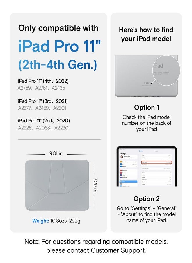 موفت جراب MOFT Dynamic Folio لجهاز iPad Pro مقاس 11 بوصة (الجيل الثاني/الثالث/الرابع، 2020/2021/2022)، جراب رفيع مزود بحامل مغناطيسي مع أكثر من 20 زاوية عرض، خاصية التشغيل/الإيقاف التلقائي، لون رمادي داكن مع أزرق ياقوتي - Image 2