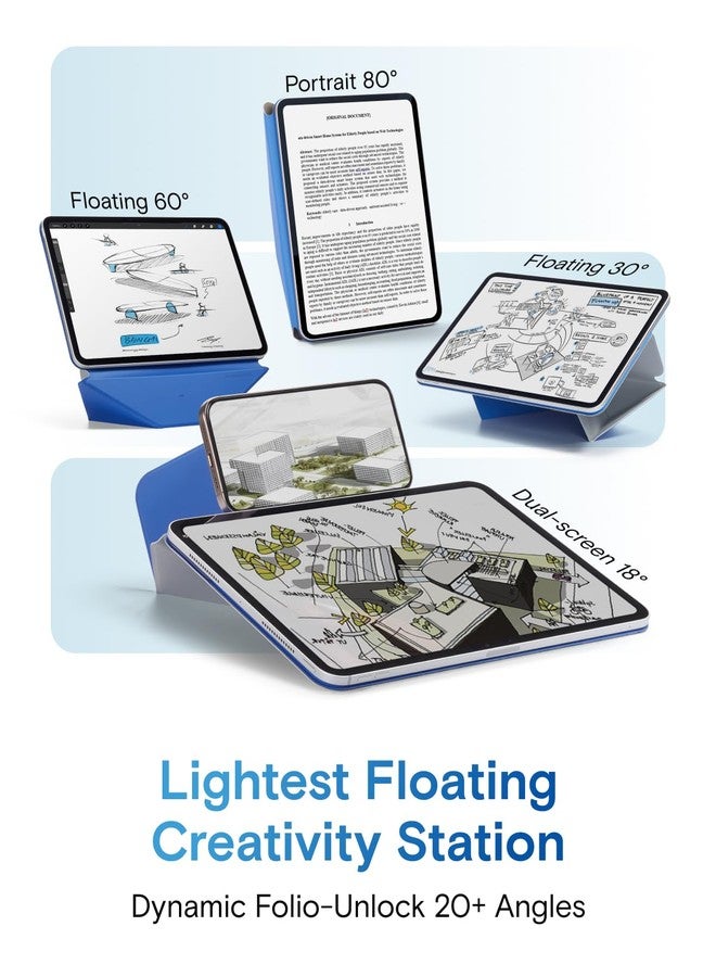 موفت جراب MOFT Dynamic Folio لجهاز iPad Pro مقاس 11 بوصة (الجيل الثاني/الثالث/الرابع، 2020/2021/2022)، جراب رفيع مزود بحامل مغناطيسي مع أكثر من 20 زاوية عرض، خاصية التشغيل/الإيقاف التلقائي، لون رمادي داكن مع أزرق ياقوتي - Image 3