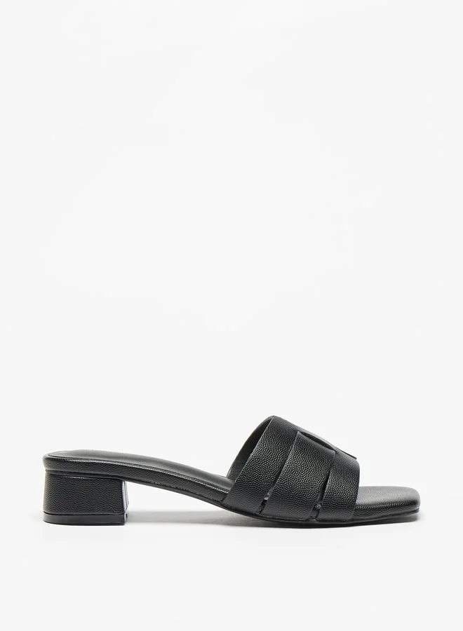 فلورا بيلا من شو إكسبرس Solid Slip-On Sandals with Block Heels
