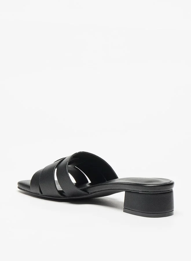 فلورا بيلا من شو إكسبرس Solid Slip-On Sandals with Block Heels