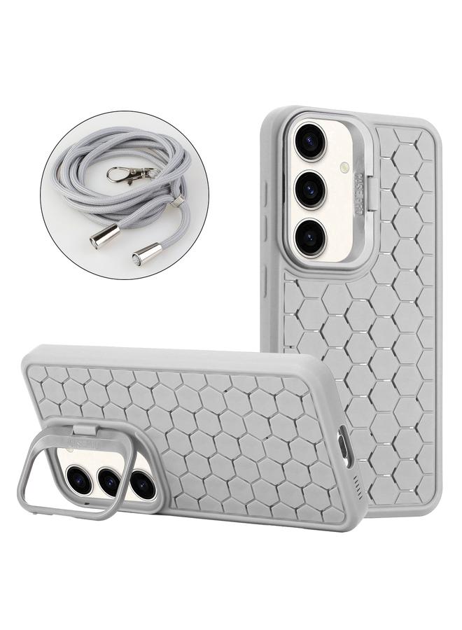 اس-توب جراب لهاتف Samsung Galaxy S24 5G Honeycomb مع حامل عدسة مشعة من Magsafe مع حبل - Image 1
