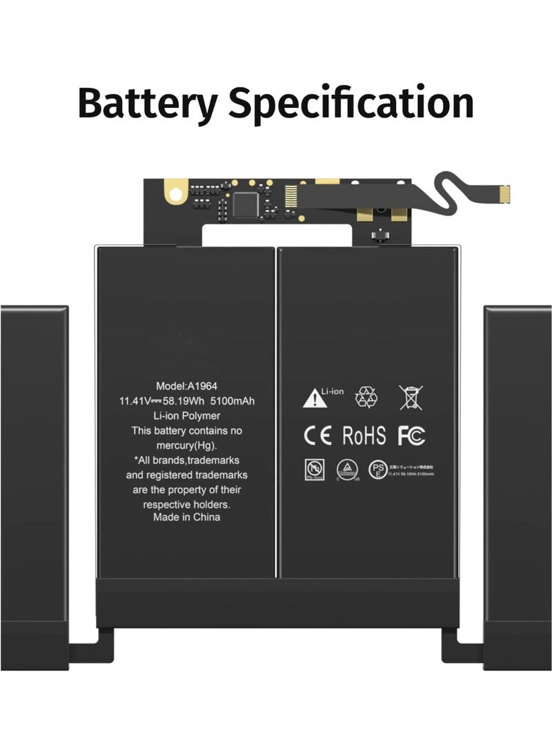 Terabyte REPLACEMENT A1989 A1964 Laptop Battery Compatible for MacBook Pro 13 Inch A1989 Mid 2018 2019 EMC 3214 3358 BTO/cto Touch Bar MR9Q2LL/A MR9R2LL/A MR9T2LL/A MR9U2LL/A MR9V2LL/A MV962LL/A - Image 2