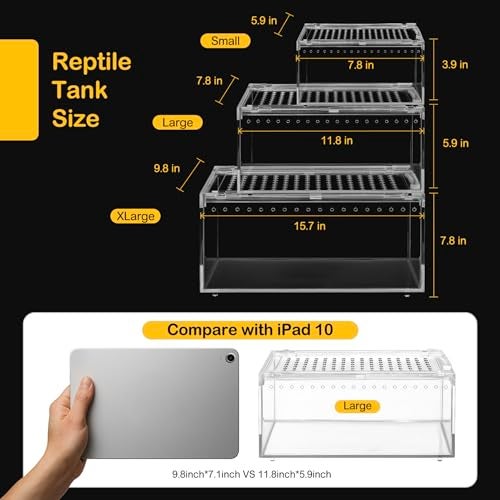 Clioran Reptile PC TerrariumTarantula EnclosureSpider Tank Starter KitLeopard Gecko ContainerHermit Crab HabitatLizard EnclosureInsect HousingJumping Spider CageSmall Bearded Dragon Vivarium S - Image 3