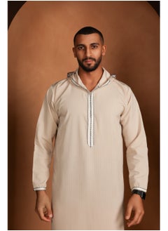 Yigo by Mariam Qamis Mohamed – Beige Hooded Men’s Qamis – Lightweight Zibda Fabric | Classic Omani Design
Thobes  - Image 3