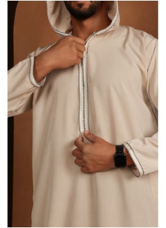 Yigo by Mariam Qamis Mohamed – Beige Hooded Men’s Qamis – Lightweight Zibda Fabric | Classic Omani Design
Thobes  - Image 5