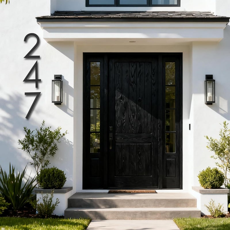 RESINER 12 Inch House Numbers For Outside Modern,Metal Large Address Numbers For House Number Floating Outdoor Matte Black Flush Mount Home Address Numbers 0 - Image 2