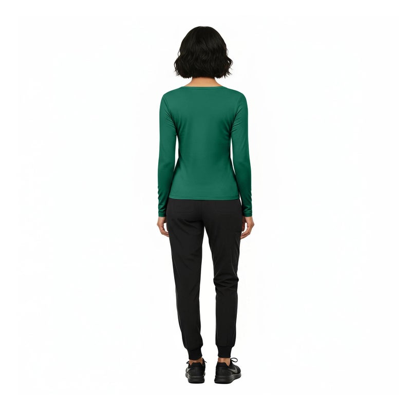 Natural Uniforms Women's Under Scrub Tee Crew Neck Long Sleeve T-Shirt (True Hunter Green, Large) - Image 3