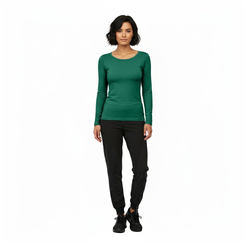 Natural Uniforms Women's Under Scrub Tee Crew Neck Long Sleeve T-Shirt (True Hunter Green, Large) - Image 2
