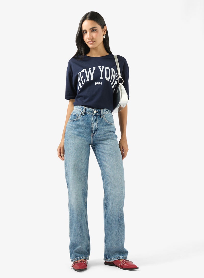 Ginger Cotton Oversize Varsity Graphic T-shirt - Image 4