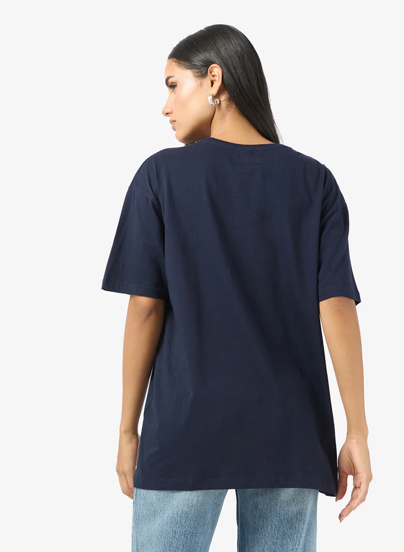 Ginger Cotton Oversize Varsity Graphic T-shirt