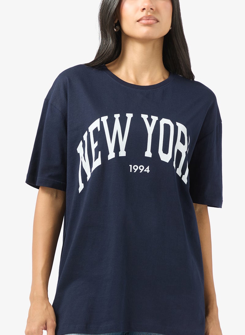 Ginger Cotton Oversize Varsity Graphic T-shirt - Image 3