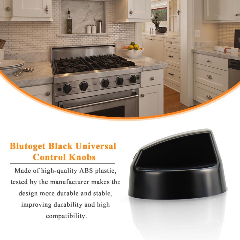 Blutoget 4 Pack Black Universal Control Knobs with 12 Adapters - Compatible for Oven Stove Range - Universal Stove Knobs - Wide Range of Availability - Image 5
