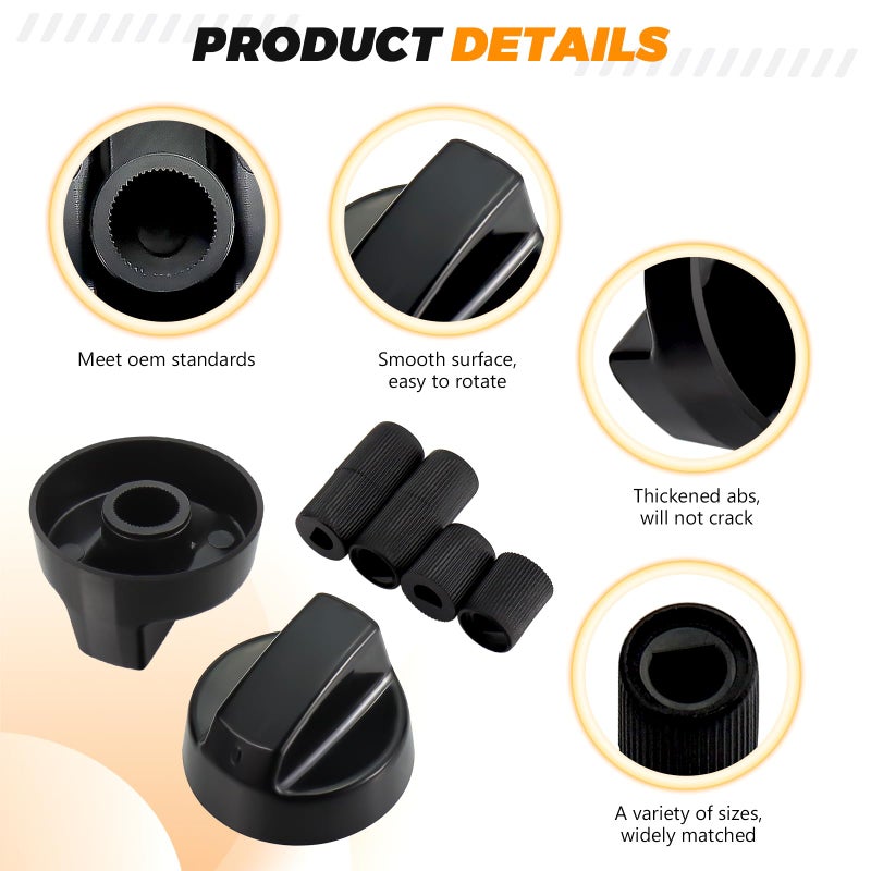 Blutoget 4 Pack Black Universal Control Knobs with 12 Adapters - Compatible for Oven Stove Range - Universal Stove Knobs - Wide Range of Availability - Image 3
