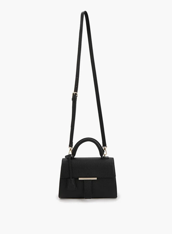 Flora Bella By Shoexpress Solid Satchel Bag with Detachable Strap and Flap Closure