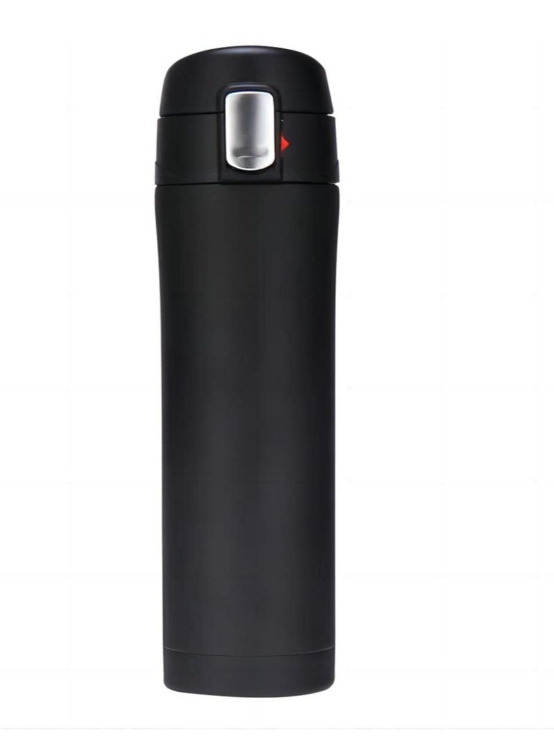 SYOSI Double Walled Vacuum Flask Thermo, 450ml Stainless Steel Insulated Water Bottle, Flask for Hot and Cold Drinks, Travel Coffee Mug, Sports Water Bottle, Drinks Cup Black  - Image 1
