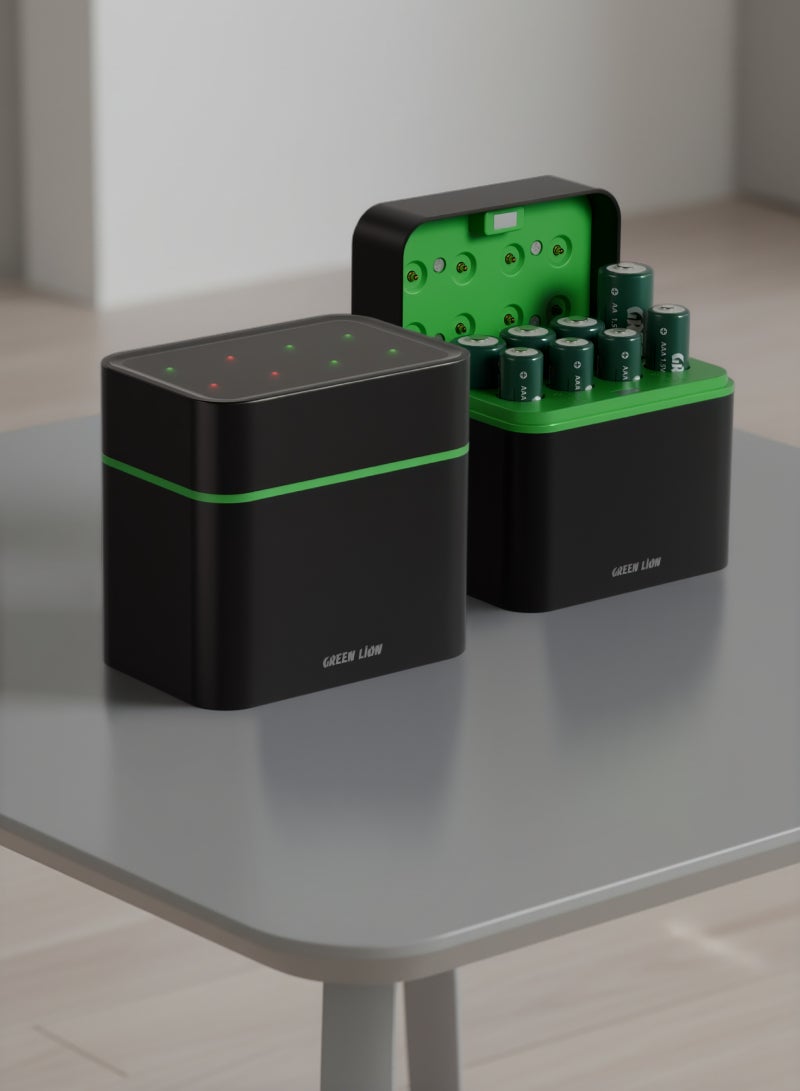 GREEN LION Rechargeable Battery Set 4 AA 1970mAh + 4 AAA 440mAh with USB-C Charging Dock 1.5V Li-ion / Smart Battery Charger AA and AAA - Image 3