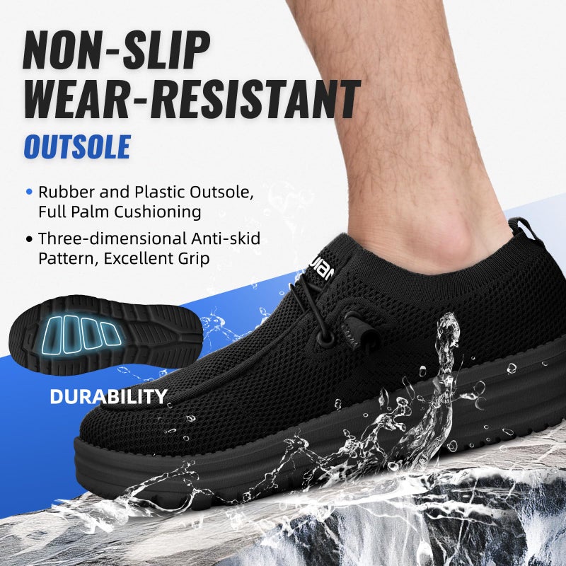 Furuian Slip On Steel Toe Shoes for Men Safety Steel Toe Loafers Comfortable Mens Slip On Work Shoes Lightweight Work Safety Footwear Black - Image 5