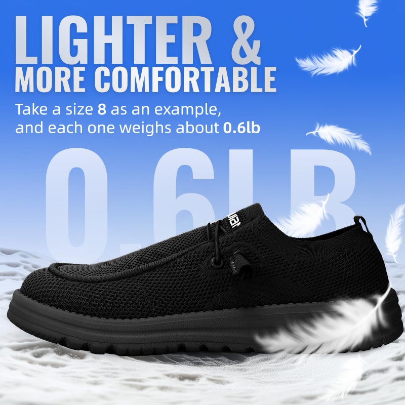 Furuian Slip On Steel Toe Shoes for Men Safety Steel Toe Loafers Comfortable Mens Slip On Work Shoes Lightweight Work Safety Footwear Black - Image 3