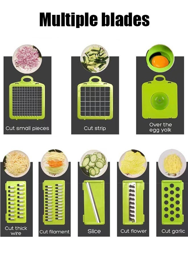 12-in-1 Multi-functional Fruit and Vegetable Chopper, Replaceable Blade Chopper, Slicing Machine Set, Suitable for Home Kitchen - Image 5