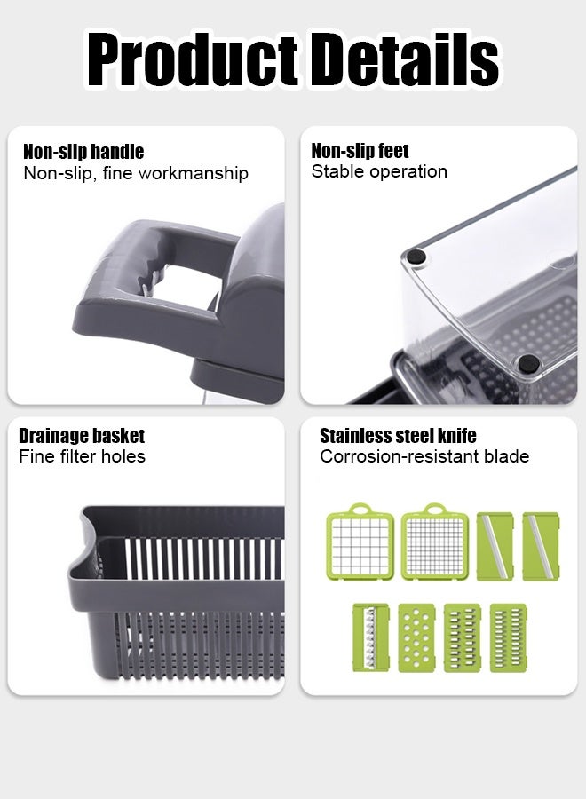 12-in-1 Multi-functional Fruit and Vegetable Chopper, Replaceable Blade Chopper, Slicing Machine Set, Suitable for Home Kitchen - Image 4