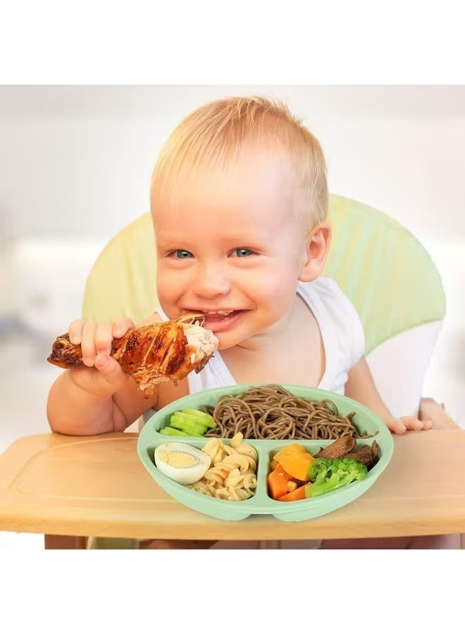 Premium Silicone Divided Suction Baby Plate with Lid - Spill-Proof Toddler Feeding Tray & Food Storage - Image 3