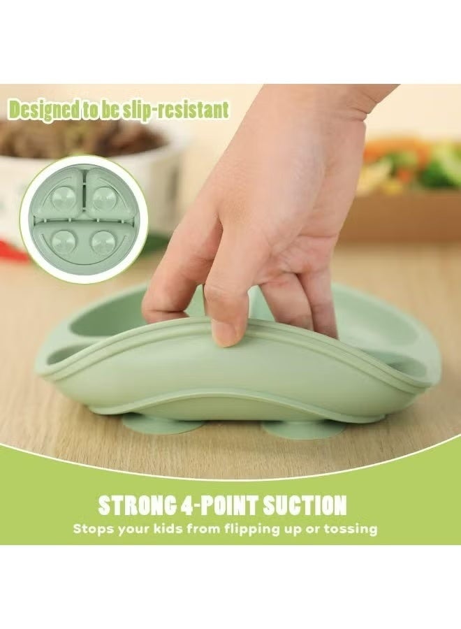 Premium Silicone Divided Suction Baby Plate with Lid - Spill-Proof Toddler Feeding Tray & Food Storage - Image 5