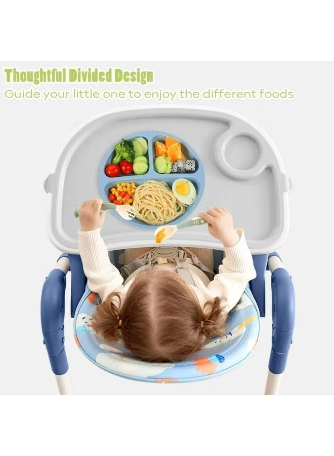 Premium Silicone Divided Suction Baby Plate with Lid - Spill-Proof Toddler Feeding Tray & Food Storage - Image 2